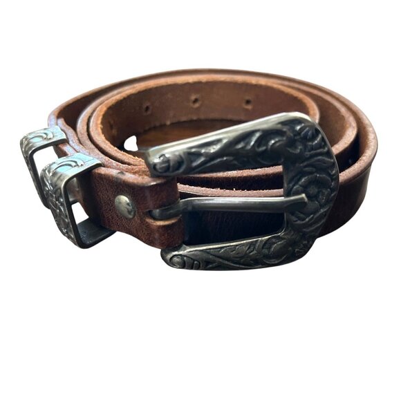 Banana Republic Full-Grain Leather-Belt Italy Safari Travel 80s Vintage Size 30 - Picture 1 of 7